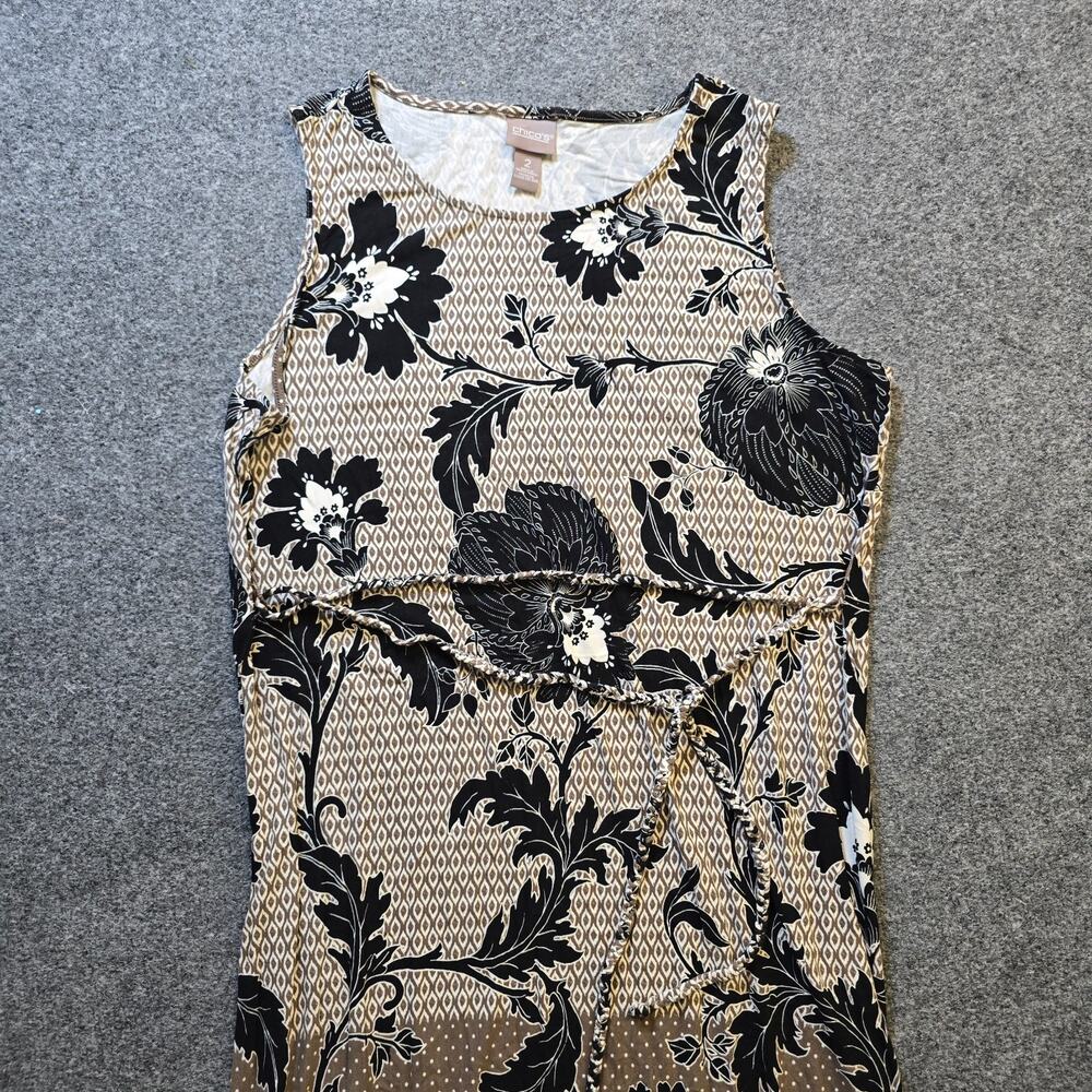 Chicos Dress Womens Size Large Brown Floral Maxi Stretchy Sheath Capsule Casual - Picture 3 of 9